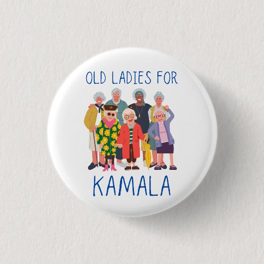 Oude dames voor Kamala Ronde Button 3,2 Cm (Voorkant)