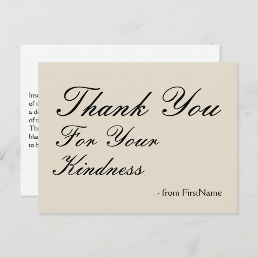 Oude "Dank U Voor Uw Vriendelijkheid" Briefkaart (Voorkant / Achterkant)