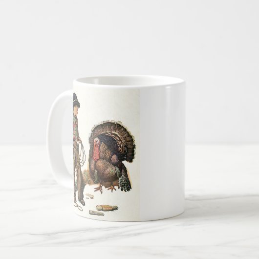 Oude Dankdag, Cowboy vangt een kalkoen Koffiemok (Voorkant links)
