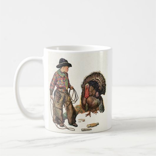 Oude Dankdag, Cowboy vangt een kalkoen Koffiemok (Links)