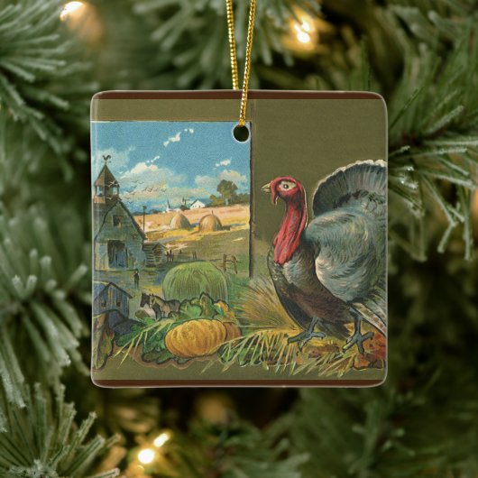 Oude Dankdag, kalkoen op de boerderij Keramisch Ornament (Boom)