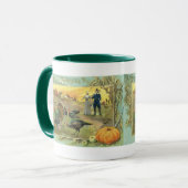 Oude Dankdag met kalkoenen en pelgrims Mok (Voorkant links)