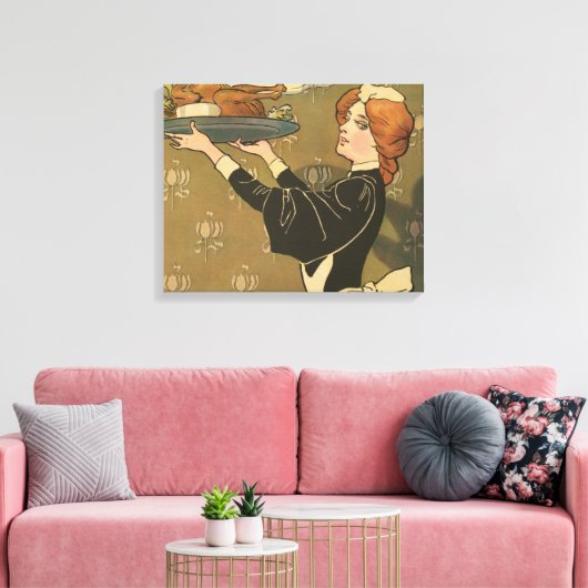 Oude Dankdag Victoriaanse kalkoen Canvas Afdruk (Insitu (Woonkamer))