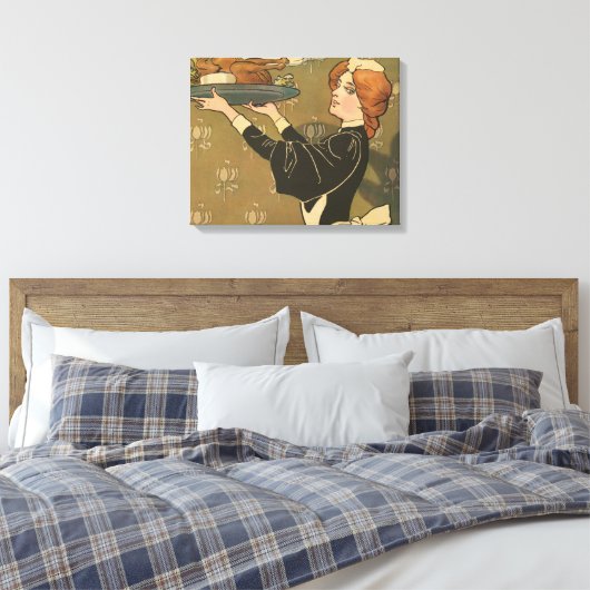 Oude Dankdag Victoriaanse kalkoen Canvas Afdruk (Insitu (Slaapkamer))