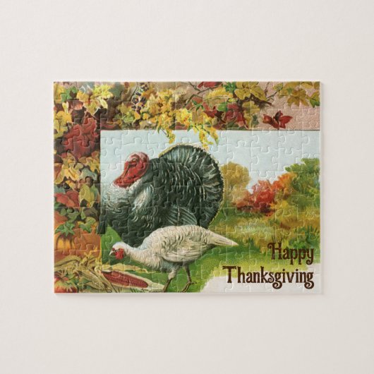 Oude Dankdag, wilde kalkoenen herfstkleuren Legpuzzel (Horizontaal)