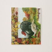 Oude Dankdag, wilde kalkoenen herfstkleuren Legpuzzel (Verticaal)