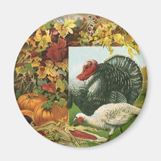 Oude Dankdag, Wilde Kalkoenen Herfstkleuren Magneet (Voorkant)