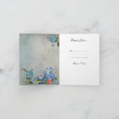 Oude Dankkaart Wit Blauwe Thee Bloemen Bedankkaart (Binnen)