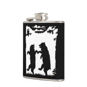 Oude dansende beren Zwarte silhouet Bomen Uil Heupfles (Links)