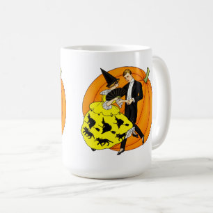 Oude dansende Halloween-koppel pompoen Koffiemok