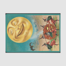 Oude dansende heksen Volle Maan Jack O Lantern Tissuepapier