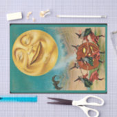 Oude dansende heksen Volle Maan Jack O Lantern Tissuepapier (Craft)