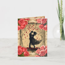 Oude Dansende Koppel Valentijnkaart Plat Kerstkaar