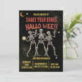 Oude Dansende Skelet Halloween Kaart (Staand voorkant)