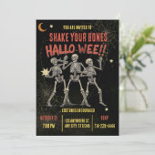 Oude Dansende Skelet Halloween Kaart (Staand voorkant)
