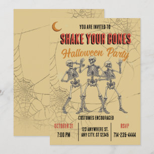 Oude Dansende Skelet Halloween Kaart