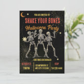 Oude Dansende Skelet Halloween Kaart (Staand voorkant)