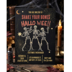 Oude Dansende Skelet Halloween Kaart