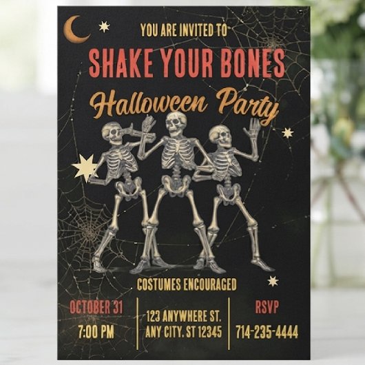 Oude Dansende Skelet Halloween Kaart