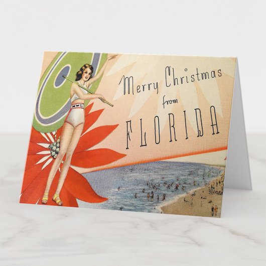 Oude Deco Prettig Kerstfeest van Florida meisje Kaart