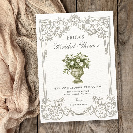 Oude decoratieve Franse Toile bruidsdouche Kaart
