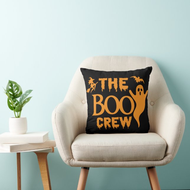 Oude decoratieve Halloween griezelige Boo-bende Kussen (Stoel)
