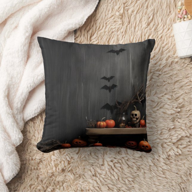 Oude decoratieve Halloween pompoen enge vleermuize Kussen (Deken)