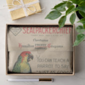 Oude decoupage-ephemera papegaai catalogusadverten tissuepapier (Geschenk)