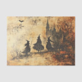 Oude Decoupage Halloween Heksen Tissuepapier (Voorkant)