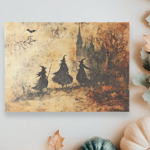 Oude Decoupage Halloween Heksen Tissuepapier