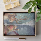 Oude Decoupage Kerstman en Rendieren Tissuepapier (Geschenk)