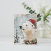 Oude Decoupage Kerstmis IJsbeer Winter Briefkaart (Staand voorkant)