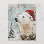 Oude Decoupage Kerstmis IJsbeer Winter Briefkaart (Voorkant)