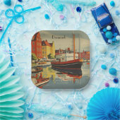 Oude Deense Reisposter Scandinavisch Feest Papieren Bordje (Feest)