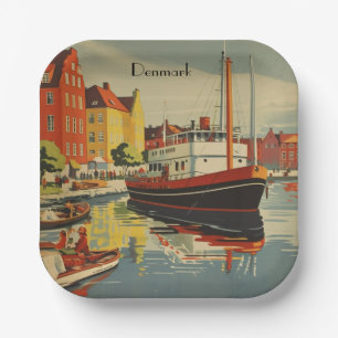 Oude Deense Reisposter Scandinavische Feest Papieren Bordje