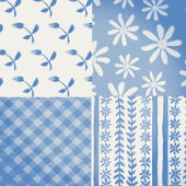 Oude Denim Blauwe Crème Witte Patchwork  Schort