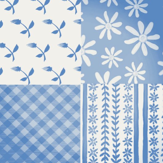 Oude Denim Blauwe Crème Witte Patchwork  Schort