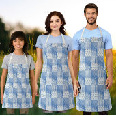 Oude Denim Blauwe Crème Witte Patchwork  Schort