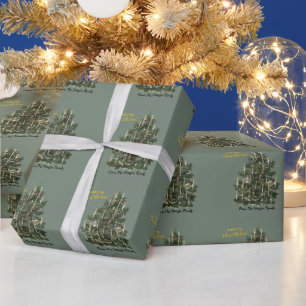 Oude dennenboom groene Kerstmis  Cadeaupapier
