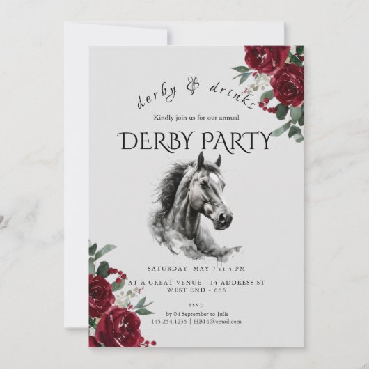 Oude Derby- en Drankjesfeest Uitnodiging Paard Sk (Voorkant)