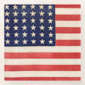 Oude Dertigzestigstervlag Amerikaanse vlag Glazen Onderzetter (Voorkant)