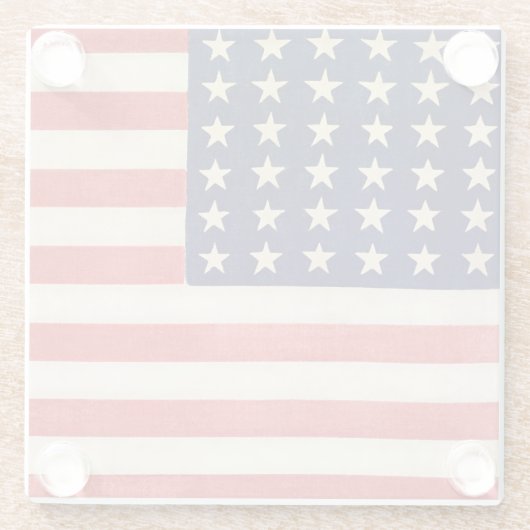 Oude Dertigzestigstervlag Amerikaanse vlag Glazen Onderzetter (Achterkant)