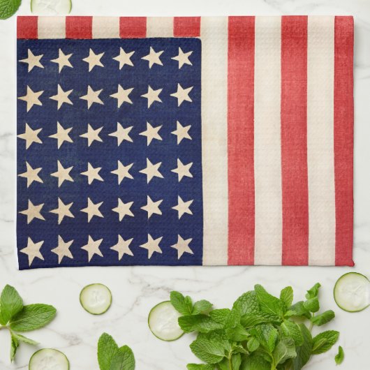 Oude Dertigzestigstervlag Amerikaanse vlag Theedoek (Gevouwen)