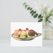 Oude Desserts, Bananasplit Kersen Briefkaart (Staand voorkant)