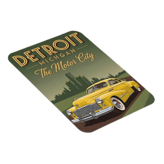 Oude Detroit Michigan de motorstad Magneet (Rechterzijde)