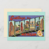 Oude Detroit Michigan Groet Briefkaart (Voorkant / Achterkant)