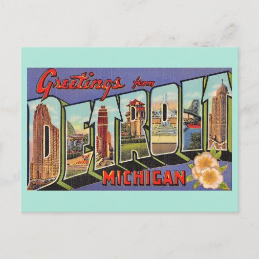 Oude Detroit Michigan Groet Briefkaart (Voorkant)