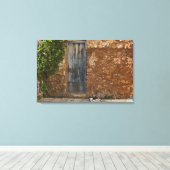 Oude deur en rustkat canvas afdruk (Insitu (Houten vloer))