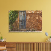 Oude deur en rustkat canvas afdruk (Insitu (Woonkamer))
