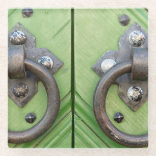 Oude deur glazen onderzetter